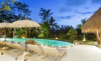 Gardens and Pool at Night - Villa Omah Padi - Ubud, Bali