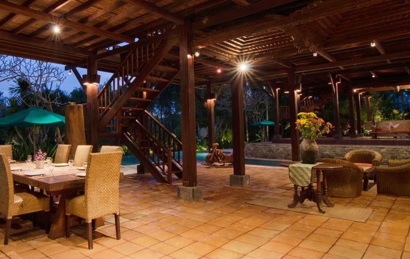 Living and Dining Area with Up Stairs - Atas Awan Villa - Ubud, Bali