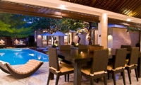 Pool Side Dining at Night - Chandra Villas 8 - Seminyak, Bali