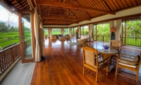 Living and Dining Area with Wooden Floor - The Malabar House - Ubud, Bali