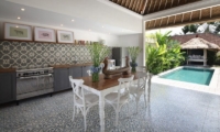 Kitchen and Dining Area with Pool View - Umah Di Desa - Batubelig, Bali