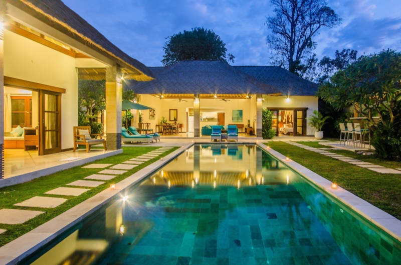 Gardens and Pool at Night - Villa Alore - Seminyak, Bali