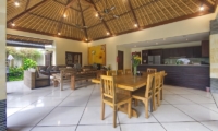 Living, Kitchen and Dining Area with Garden View - Villa Cinta - Seminyak, Bali