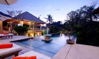 Pool Side Loungers at Night - Villa Inti - Canggu, Bali