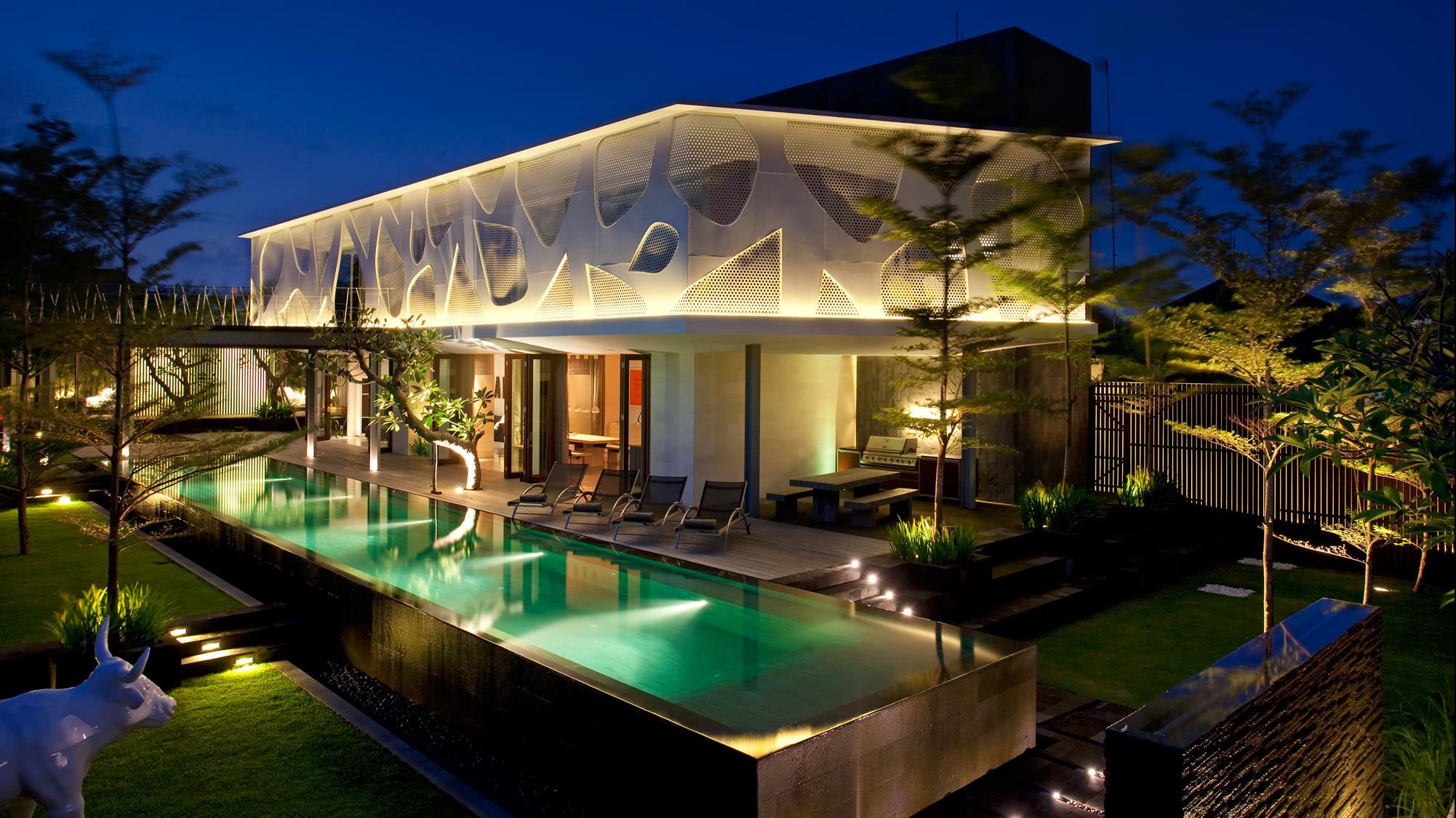 Gardens and Pool at Night - Villa Issi - Seminyak, Bali