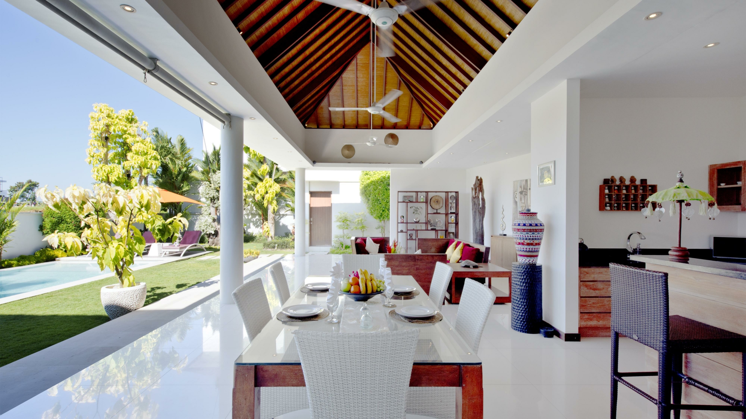Dining Area with Gardens and Pool View - Villa Merayu - Canggu, Bali
