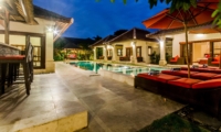 Pool Side Loungers at Night - Villa Santi - Seminyak, Bali